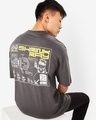 Shop Men's Grey Shrink Ray Typography Oversized Fit T-shirt-Front