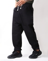 Shop Men's Deep Black Loose Comfort Fit Joggers-Front