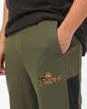 Shop Men's Deep Moss Green The Rogue Color Block Oversized Wide Leg Track Pants