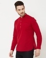 Shop Men's Deep Red Solid Short Kurta-Design