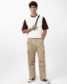 Shop Men's Dusty Beige Straight Fit Cargo Pants-Full