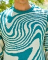 Shop Men's Emerald Green & Beige Printed Sweater