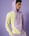 Shop Men's Feel Good Lilac Color Block Hoodie T-shirt-Front