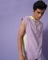 Shop Men's Feel Good Lilac Color Block Oversized Hoodie Vest-Front