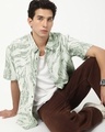 Shop Men's Fern Green All Over Printed Oversized Shirt-Front