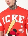Shop Men's Fiesta Red Mickey Graphic Printed Oversized T-shirt