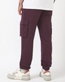 Shop Men's Fig Maroon Oversized Cargo Joggers-Full