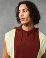 Shop Men's Brick Red & Beige Color Block Oversized Hooded Vest