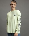 Shop Men's Fog Green Electric Love Graphic Printed Oversized T-shirt