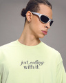Shop Men's Fog Green Justrolling Graphic Printed Oversized T-shirt