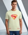 Shop Men's Fog Green Superman Logo Graphic Printed T-shirt-Front