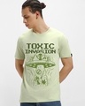 Shop Men's Fog Green Toxic Invasion Graphic Printed T-shirt-Front
