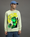 Shop Men's Fog Green Watching You Change Colours Graphic Printed Oversized T-shirt-Front