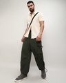 Shop Men's Forest Green Loose Comfort Fit Cargo Parachute Pants-Full