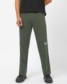 Shop Men's Forest Grey Melange Vengeance Typography Oversized Track Pants-Front