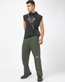 Shop Men's Forest Grey Melange Vengeance Typography Oversized Track Pants-Full