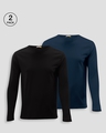 Shop Pack of 2 Men's Black & Blue T-shirt-Front