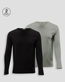 Shop Pack of 2 Men's Black & Grey T-shirt-Front