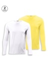 Shop Pack of 2 Men's White & Yellow T-shirt-Front