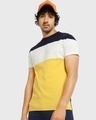 Shop Men's Galaxy Blue & Pineapple Yellow Color Block T-shirt-Front