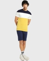 Shop Men's Galaxy Blue & Pineapple Yellow Color Block T-shirt-Full