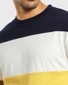 Shop Men's Galaxy Blue & Pineapple Yellow Color Block T-shirt