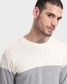 Shop Men's Gardenia & Grey Color Block Sweater