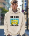 Shop Men's Gardenia Sea things Graphic Printed Oversized Hoodies-Front