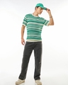 Shop Men's Gardenia & Green Striped Flatknit T-shirt-Full