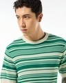 Shop Men's Gardenia & Green Striped Flatknit T-shirt