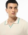 Shop Men's Gardenia Textured Flatknit  Polo T-shirt