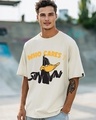 Shop Men's Gardenia Who Cares Graphic Printed Oversized T-shirt-Front