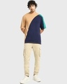 Shop Men's Brown & Blue Color Block Oversized T-shirt