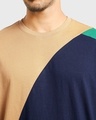 Shop Men's Brown & Blue Color Block Oversized T-shirt