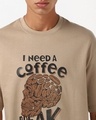 Shop Men's Ginger Root Brown Coffee Break Graphic Printed Oversized T-shirt