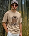 Shop Men's Ginger Root Brown Coffee Break Graphic Printed Oversized T-shirt-Front
