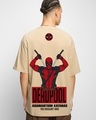 Shop Men's Ginger Root Brown Deadpool Graphic Printed Oversized T-shirt-Front