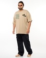 Shop Men's Ginger Root Brown Dynamic Dosti Graphic Printed Oversized Plus Size T-shirt-Full