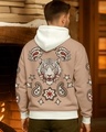 Shop Men's Ginger Root Brown Echoes Graphic Printed Oversized Hoodies-Front