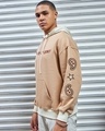 Shop Men's Ginger Root Brown Echoes Graphic Printed Oversized Hoodies-Full