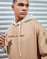 Shop Men's Ginger Root Brown Echoes Graphic Printed Oversized Hoodies