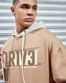 Shop Men's Ginger Root Brown Fuelled Drive Typography Oversized Hoodies