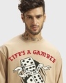 Shop Men's Ginger Root Brown Gamble Graphic Printed Oversized T-shirt