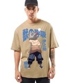 Shop Men's Ginger Root Brown Inosuke Beast Breathing Graphic Printed Oversized T-shirt-Front