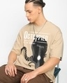 Shop Men's Ginger Root Brown Octoppied Graphic Printed Oversized T-shirt-Front