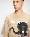 Shop Men's Ginger Root Brown Octoppied Graphic Printed Oversized T-shirt