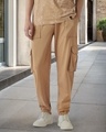 Shop Men's Ginger Root Brown Oversized Cargo Joggers-Front