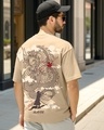Shop Men's Ginger Root Brown Slayer Graphic Printed Oversized T-shirt-Front