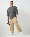 Shop Men's Ginger Root Brown Super Loose Fit Plus Size Cargo Joggers-Full