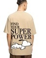 Shop Men's Ginger Root Brown Super Power Graphic Printed Oversized T-shirt-Front